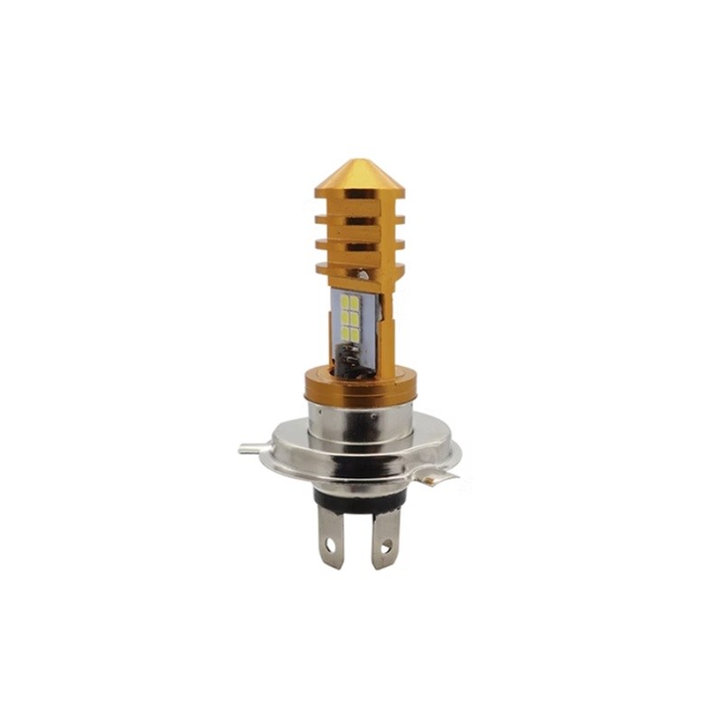 FOCO DE FARO 12 HIPER LED POTENTE H4 CARCASA DORADA LUZ BLANCA