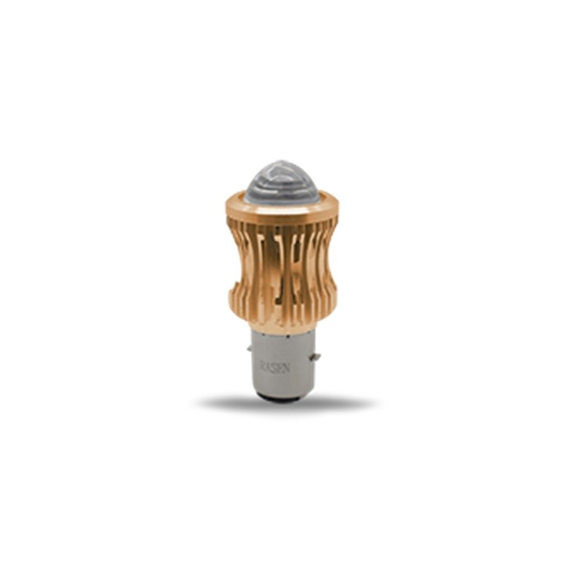FOCO DE FARO LED MEDIA VUELTA CON LUPA LUZ BLANCA Y AMARILLA CON CARCASA DORADA