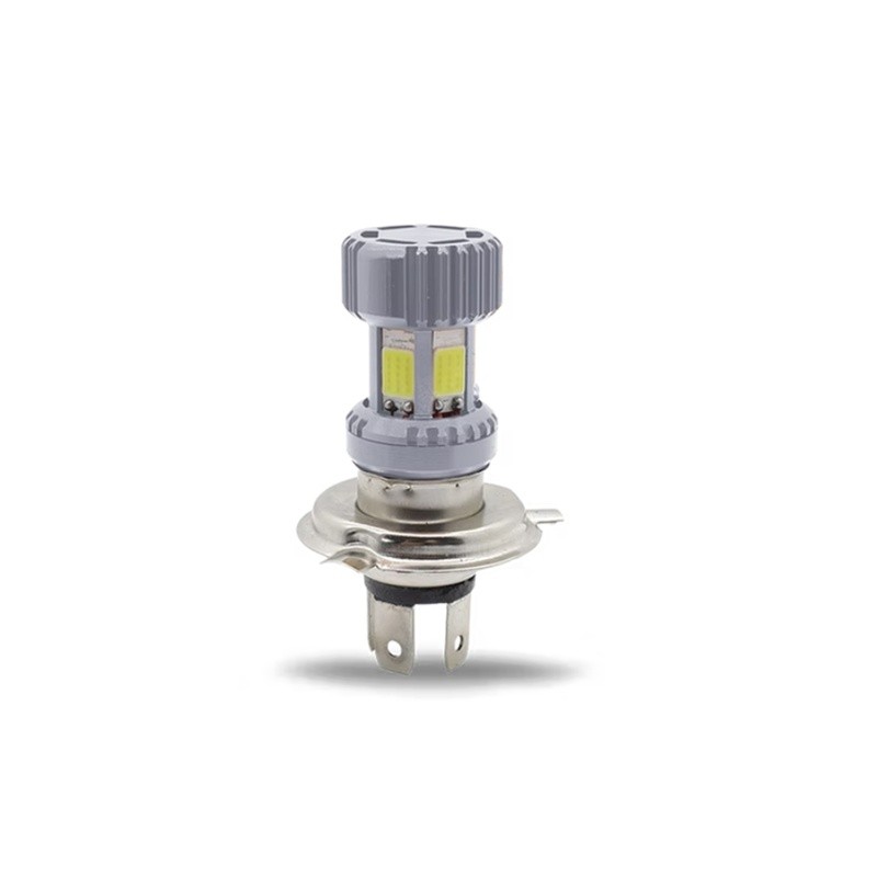 FOCO DE FARO LED H4 LUZ BLANCA SEIS LADOS CARCASA PLATA