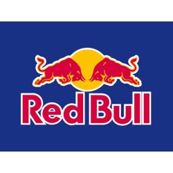 CALCOMANIA GRANDE LETRAS RED BULL EN FONDO AZUL/PLATA