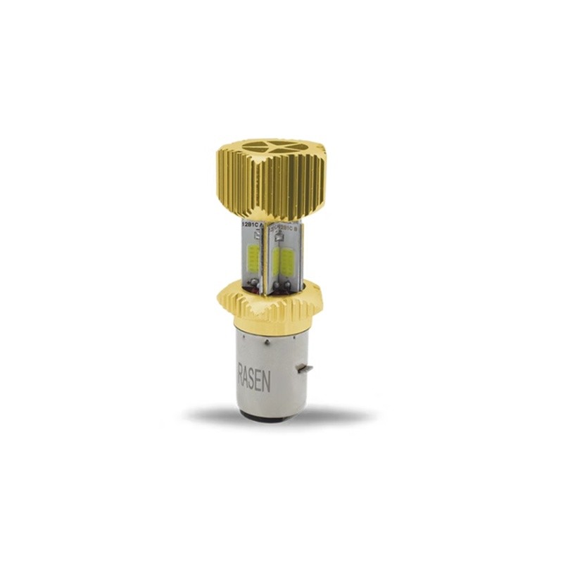 FOCO DE FARO LED MEDIA VUELTA LUZ BLANCA OCHO LADOS CARCASA DORADA