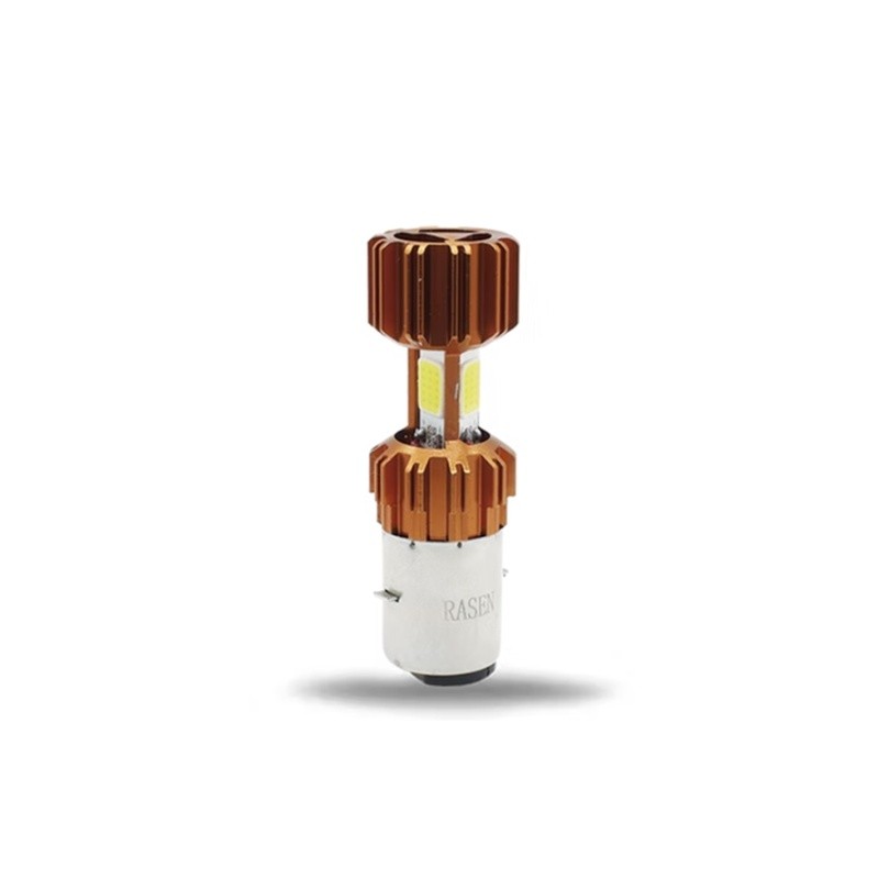 FOCO DE FARO LED MEDIA VUELTA LUZ BLANCA 3 LADOS CON CARCASA DORADA