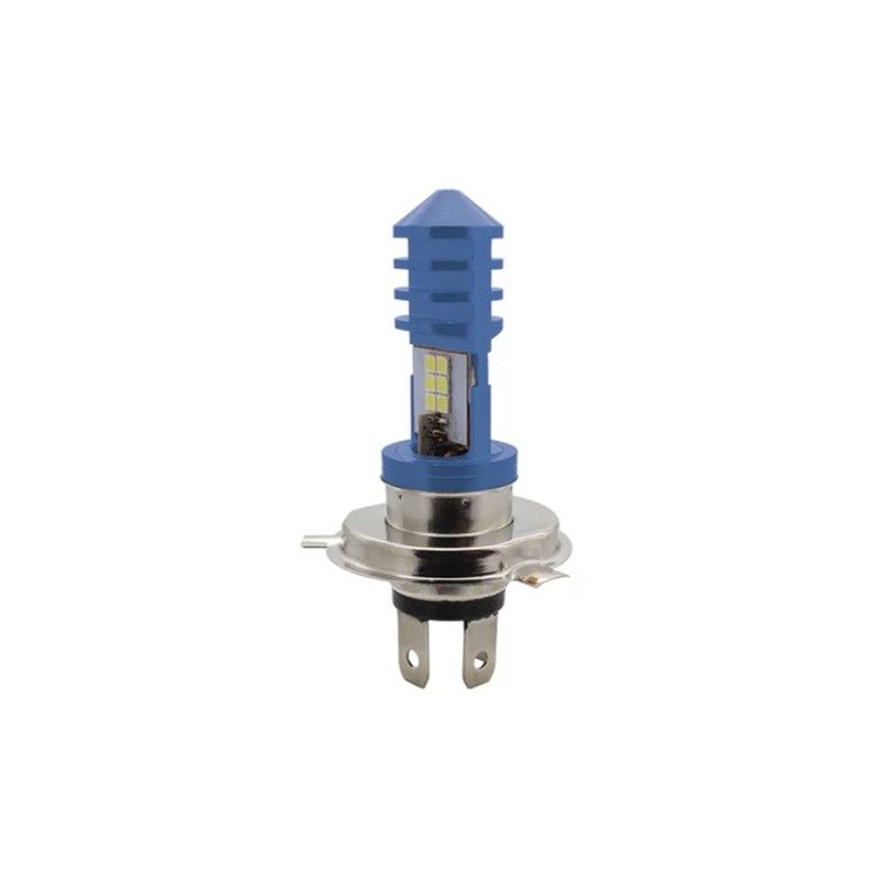 FOCO DE FARO 12 HIPER LED POTENTE H4 CARCASA AZUL LUZ BLANCA