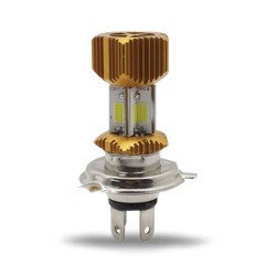 FOCO DE FARO LED H4 LUZ BLANCA OCHO LADOS CARCASA DORADA