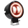 FARO 2 LED REDONDO CON LUPA LUZ BLANCA FIJA Y ESTROBO OPCIONAL CONTORNO ROJO