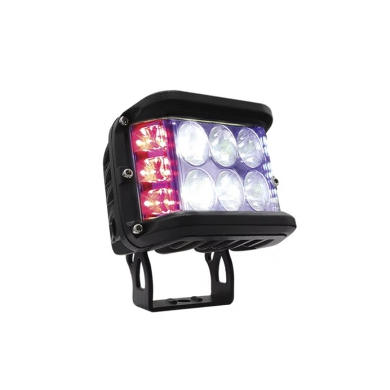 FARO LED CUADRADO LATERALES AZUL Y ROJO ESTROBO LUZ BLANCA FIJA
