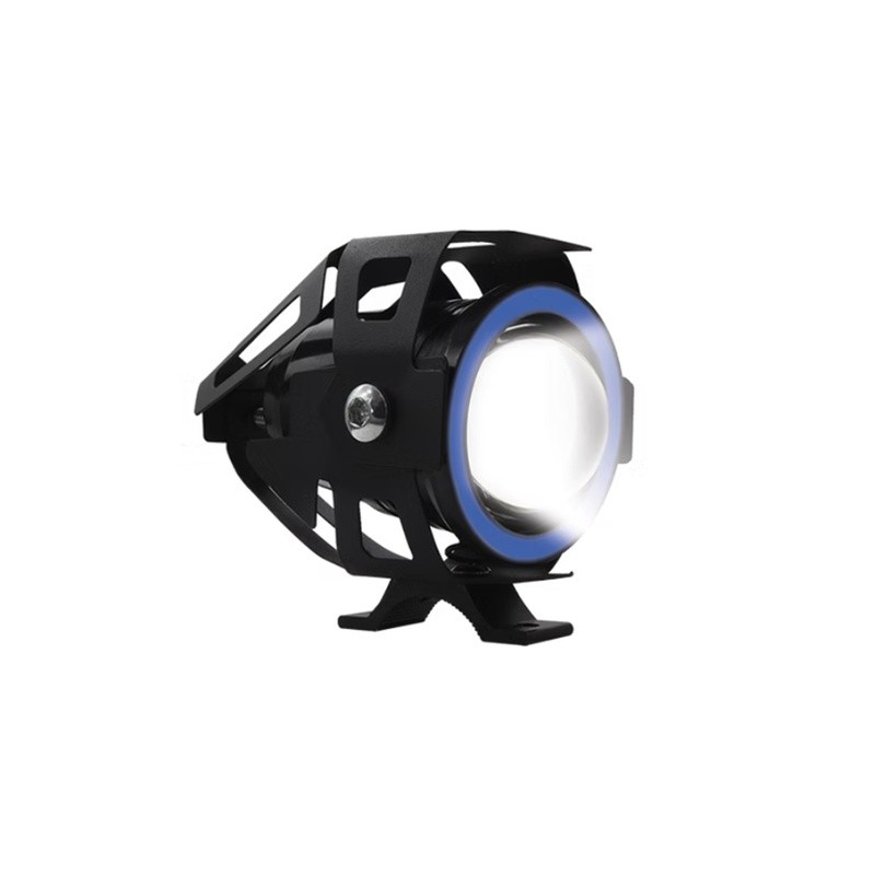 FARO LED CON LUPA Y OJO DE ANGEL AZUL CON PROTECTOR LUZ BLANCA ALTA,BAJA Y ESTROBO