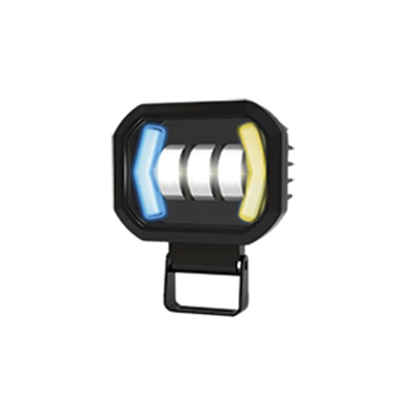 FARO AUXILIAR LED CON LUPA CON 3 LED CON OJO DE ANGEL AZUL Y DIRECCIONAL AMARILLA CON LUZ BLANCA FIJA Y ESTROBO