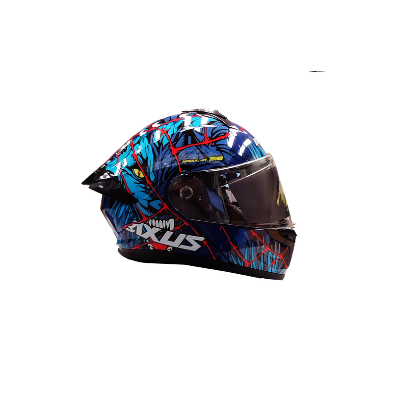 CASCO PARA MOTOCICLISTA  ABATIBLE  CHUPACABRA AZUL/ROJO TALLA XL 61-62