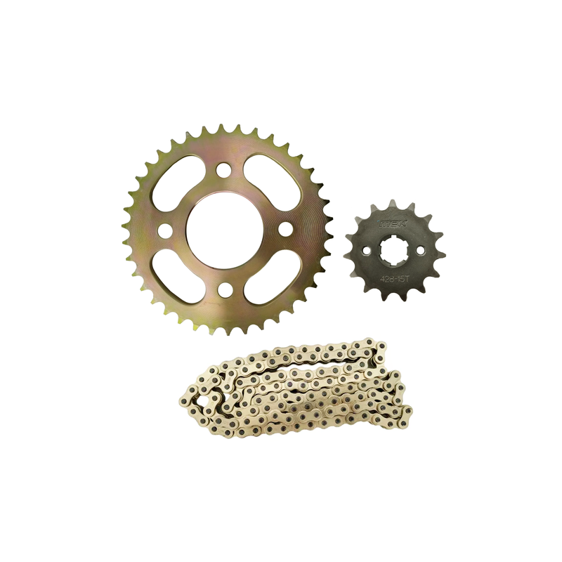 KIT SPROCKET 38T/15T/428H-108L MODELOS FT180 TS, FT150G, FT150 GTS, FT 150 GT, DT150 SPORT II, DT150 SPORT, FIERA 150, FORZA 150