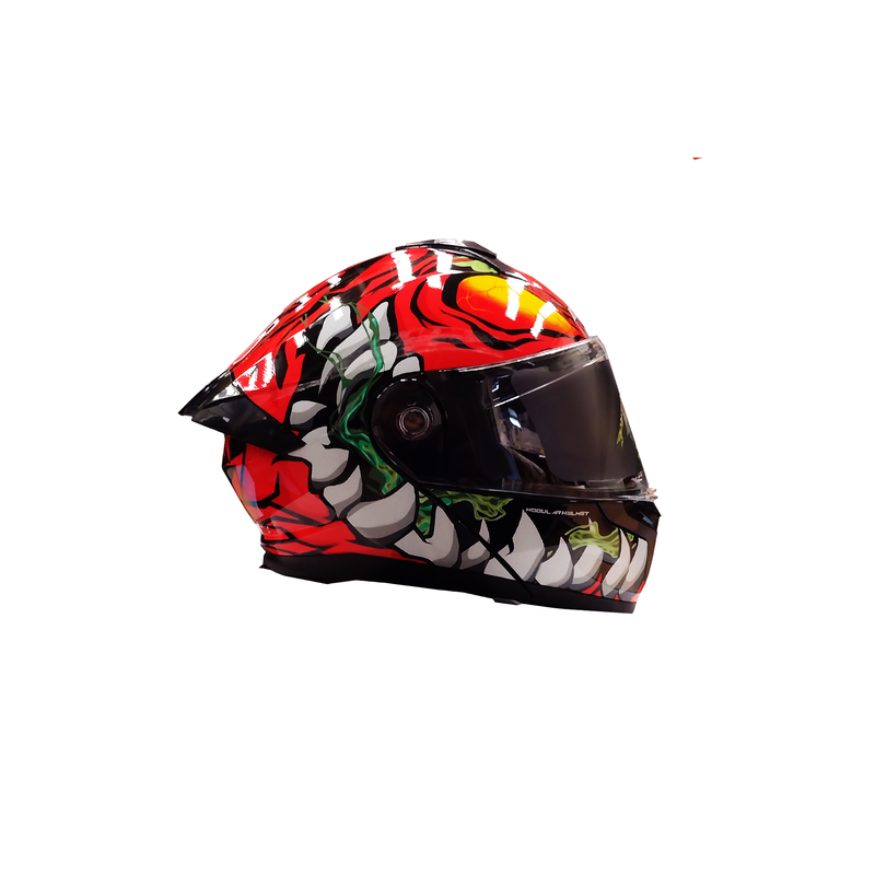 CASCO PARA MOTOCICLISTA  ABATIBLE  ROJO/BLANCO TALLA L 59-60