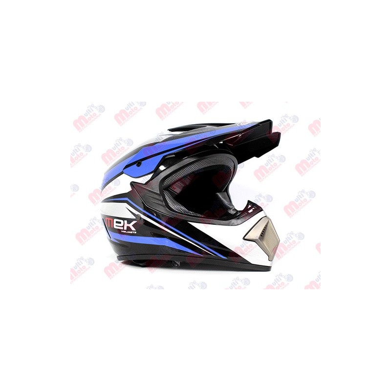 Cross Helmet Glossy Black Decal Blue MEK