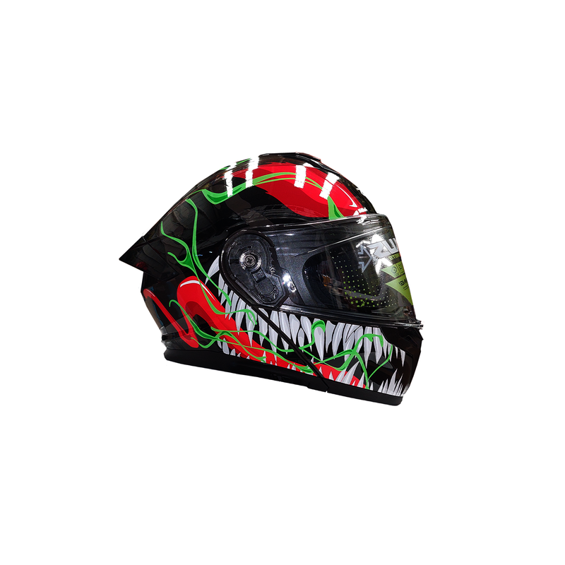 CASCO PARA MOTOCICLISTA  ABATIBLE  NIGHT GRIS/VERDE