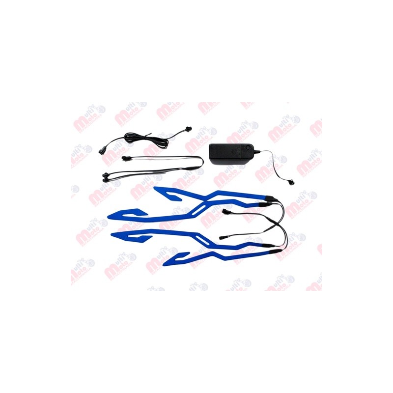 Luces led casco diseño tribal doble color AZUL MEK