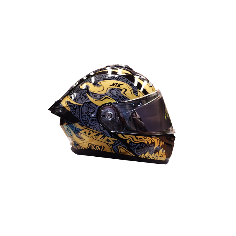 CASCO PARA MOTOCICLISTA  ABATIBLE  MAYA NEGRO/DORADO TALLA L 59-60