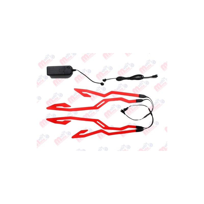 Luces led casco diseño tribal doble color ROJO MEK