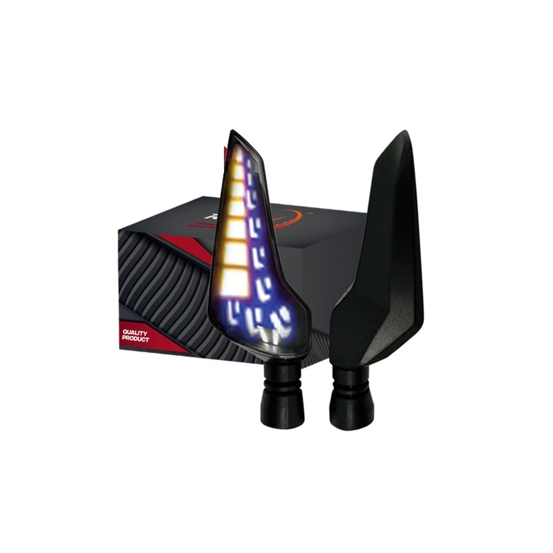 DIRECCIONAL LED SECUENCIAL TIPO BOOMERANG (AMARILLO-AZUL)