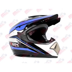 Cross Helmet Glossy Black Decal Blue MEK
