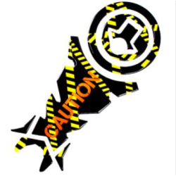 STICKER PROTECTOR DE GOMA CAUTION NEGRO/NARANJA PARA TANQUE DE GASOLINA UNIVERSAL