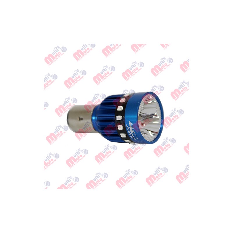 FOCO LED ALUMINIO P/MOTOCICLETA C/LUZ DECORATIVA IR0102 BA20D 12-80V 13W