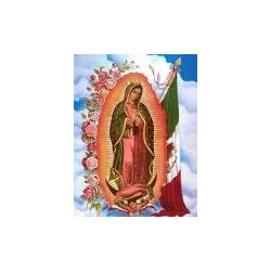 CALCOMANIA GRANDE VIRGEN CON BANDERA DE MEXICO